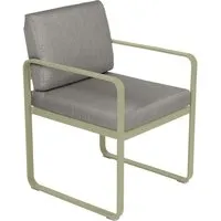 fermob fauteuil lounge bellevie - 65 vert tilleul - b8 gris taupe