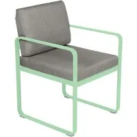 fermob fauteuil lounge bellevie - 83 vert opaline - b8 gris taupe