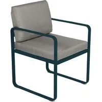 fermob fauteuil lounge bellevie - 21 bleu acapulco - b8 gris taupe