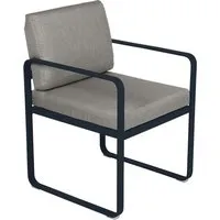 fermob fauteuil lounge bellevie - 92 bleu abysse - b8 gris taupe