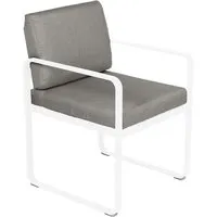 fermob fauteuil lounge bellevie - 01 blanc coton - b8 gris taupe