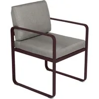 fermob fauteuil lounge bellevie - b9 cerise noire - b8 gris taupe