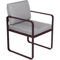 fermob fauteuil lounge bellevie - b9 cerise noire - gris flanelle