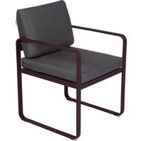 fermob fauteuil lounge bellevie - b9 cerise noire - gris graphite