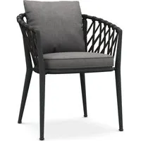 b&b italia fauteuil à accoudoirs tressé erica - anthracite - scirocco 253 grigio perla