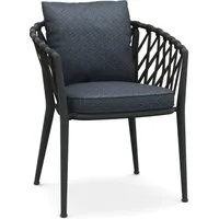 b&b italia fauteuil à accoudoirs tressé erica - anthracite - ermitage 840 bleu