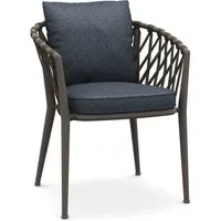 b&b italia fauteuil à accoudoirs tressé erica - tortora - ermitage 840 bleu