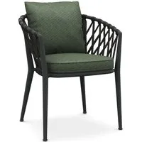 b&b italia fauteuil à accoudoirs tressé erica - anthracite - ermitage 400 verde