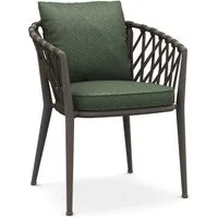 b&b italia fauteuil à accoudoirs tressé erica - tortora - ermitage 400 verde