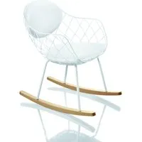 magis fauteuil à bascule piña - blanc - naturel - tissu