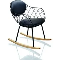 magis fauteuil à bascule piña - noir - naturel - cuir