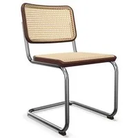 thonet chaise à piétement luge s 32 v - hêtre teinté acajou (tp 34). - patins en plastique noir avec feutre