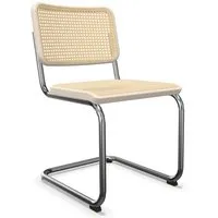 thonet chaise à piétement luge s 32 v - hêtre blanc (tp 200) émaillé - patins en plastique noir avec feutre