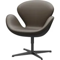 fritz hansen fauteuil der schwan - cuir essential pierre - noir
