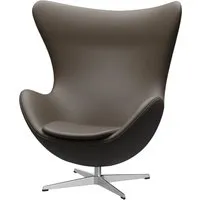 fritz hansen fauteuil egg chair & ottoman - cuir essential pierre - aluminium