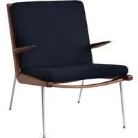 &tradition fauteuil lounge boomerang hm2 - loop marine k5042/40 - noyer huilé - acier inoxydable
