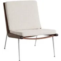 &tradition fauteuil lounge boomerang hm1 - loop cream k5042/33 - noyer huilé - acier inoxydable