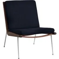 &tradition fauteuil lounge boomerang hm1 - loop marine k5042/41 - noyer huilé - acier inoxydable