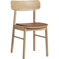 woud chaise soma dining avec assise en cuir rembourré - woudoiledoakcognacleatherseat