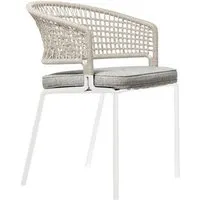 tribù chaise avec accoudoirs ctr - rustic weave ice grey b146 - white/lin