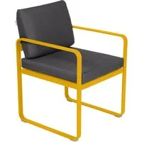 fermob fauteuil lounge bellevie - c6 miel structure - gris graphite