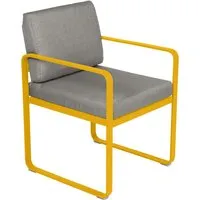 fermob fauteuil lounge bellevie - c6 miel structure - b8 gris taupe