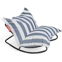 fatboy fauteuil à bascule rock 'n roll + pouf original outdoor - stripe ocean blue - noir