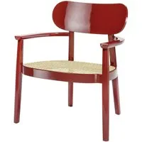 thonet fauteuil en bois avec accoudoirs 119 f - laque brillante rouge foncé