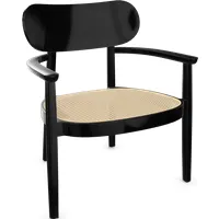 thonet fauteuil en bois avec accoudoirs 119 f - laque brillante noire