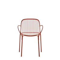 kartell chaise avec accoudoirs hiray - orange rouille