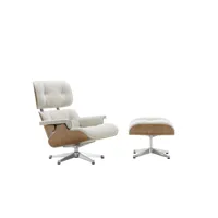 vitra lounge chair & ottoman - poli - nubia crème/sable - cerisier américain - dimensions classiques - 84 cm