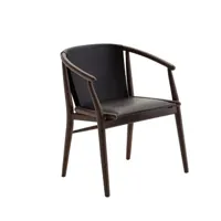 b&b italia fauteuil jens dossier cuir - wengé natur