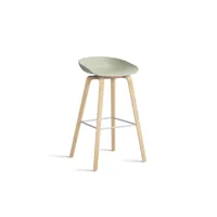 hay about a stool aas 32 - chêne savonné - repose-pied acier inoxydable - hauteur d'assise 75 cm - filzgleiter - pastel green 2.0