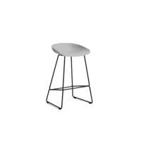 hay about a stool aas 38 - concrete grey 2.0 - noir - patins standards en plastique - hauteur d'assise 65 cm