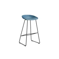 hay about a stool aas 38 - azure blue 2.0 - noir - patins en feutre - hauteur d'assise 75 cm