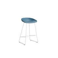 hay about a stool aas 38 - azure blue 2.0 - blanc - patins en feutre - hauteur d'assise 65 cm