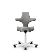 hag chaise de bureau capsico siège selle - blanc - hagcuralightgrey - roulettes dures pour tapis - gasfeder265mm