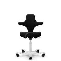 hag chaise de bureau capsico siège selle - blanc - hagcurablack - roulettes dures pour tapis - gasfeder150mm