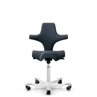 hag chaise de bureau capsico siège selle - blanc - hagcurablue - roulettes dures pour tapis - gasfeder150mm