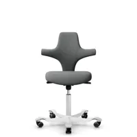 hag chaise de bureau capsico assise arrondie - blanc - hagcuragrey - roulettes dures pour tapis - gasfeder150mm