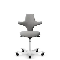 hag chaise de bureau capsico assise arrondie - blanc - hagcuralightgrey - roulettes dures pour tapis - gasfeder150mm