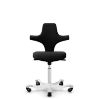 hag chaise de bureau capsico assise arrondie - blanc - hagcurablack - roulettes dures pour tapis - gasfeder150mm