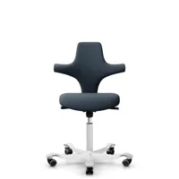 hag chaise de bureau capsico assise arrondie - blanc - hagcurablue - roulettes dures pour tapis - gasfeder150mm