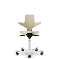 hag chaise de bureau capisco puls piétement alu - gasfeder150mm - sand - blanc - roulettes dures pour tapis