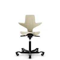 hag chaise de bureau capisco puls piétement alu - gasfeder200mm - sand - noir - roulettes dures pour tapis
