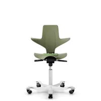 hag chaise de bureau capisco puls piétement alu - gasfeder265mm - moss - blanc - roulettes dures pour tapis