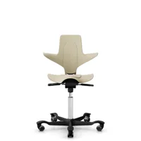 hag chaise de bureau capisco puls piétement noir - sand - blanc - roulettes dures pour tapis - gasfeder150mm