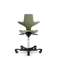 hag chaise de bureau capisco puls piétement noir - moss - blanc - roulettes dures pour tapis - gasfeder265mm