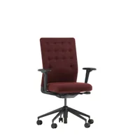 vitra chaise de bureau avec accoudoirs - id trim - plano rouge foncé/nero - sans support lombaire - roulettes pour sol dur