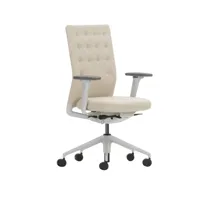 vitra chaise de bureau avec accoudoirs - id trim - plano - parchemin/crème - sans support lombaire - roulettes pour tapis
